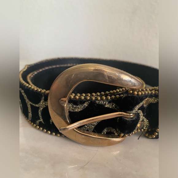 Vintage Elite Fresno California Velvet Belt Size Medium with Brass Buckle - Picture 10 of 14